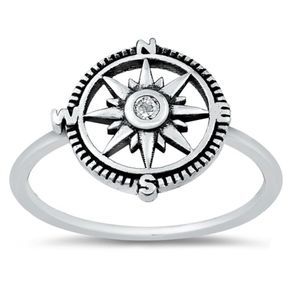 Sterling Silver Compass Band Ring